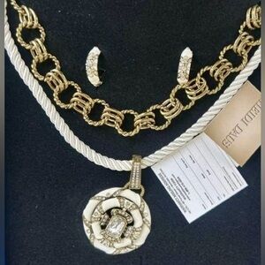 HEIDI DAUS Newport Chic Grande 3 pc Set 2 Necklaces Clip On Earrings NIB